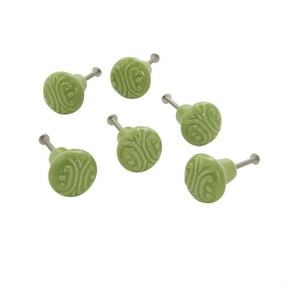 Ceramic Embossed Knob / Green Set of 6