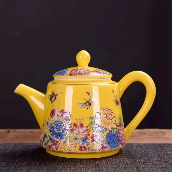 Ceramic Enamel Colored Tea Pot Colored Painted Water Pot Tea Cup Cover Bowl Heated Kettle Infuser Teapot Clay Kung Fu Tea Set