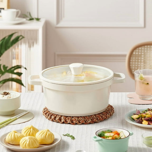Ceramic Enameled Pot | Non-Stick Induction Cooker Saucepan & Soup Pot | Household Cooking Casserole | 1-Piece Kitchen Decor