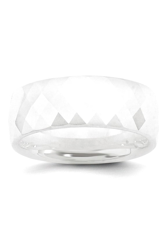 Ceramic Engravable White Faceted 8mm Polished Band Ring Size 7 Jewelry for Women