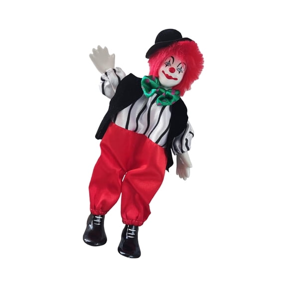 Ceramic Entertainer Figurine With Flexible Part Designed Face Multicolored Outfit House Ornament Seasonal Present 23cm Height