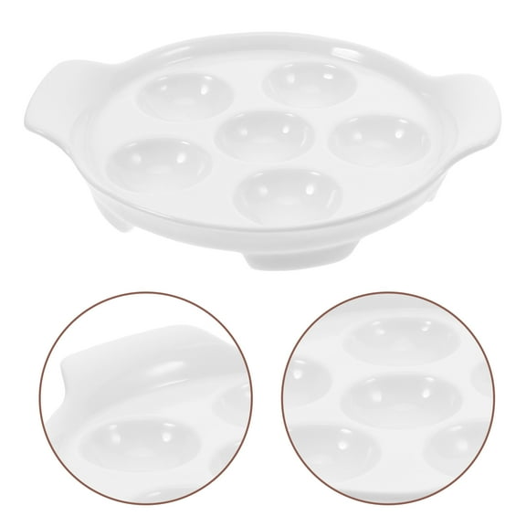 Ceramic Escargot Plate 6-Compartment White Escargot Baking Dish With Handles Oven Safe Snail Baking Dish For Seafood Mushrooms Casseroles