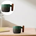 thumbnail image 1 of Ceramic Espresso Cup With Wooden Handle And Spiral Handle - Kiln-Changed Green, 1 of 9