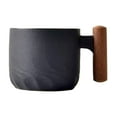thumbnail image 1 of Ceramic Espresso Cup with Wooden Handle Spiral Cup - Black， Ceramic Gradient Wooden Handle Latte Coffee Cup Coarse Pottery Japanese Style Master Cup Kiln Made Mug Tea Cup Tea Tasting Cup, 1 of 9
