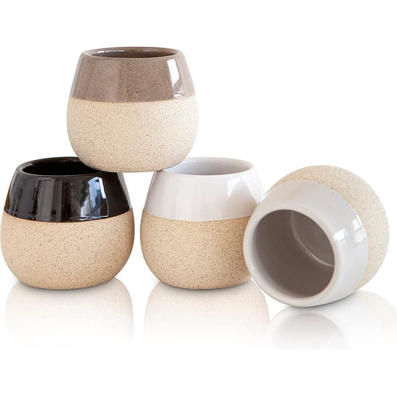 Ceramic Espresso Cups Set of 4, 4.5oz capacity - Small Modern Coffee Cups - Dishwasher Safe Cortado Macchiato Coffee Mugs for Nespresso Machine - Demitasse Cups - Espresso Accessories - Expresso Cup