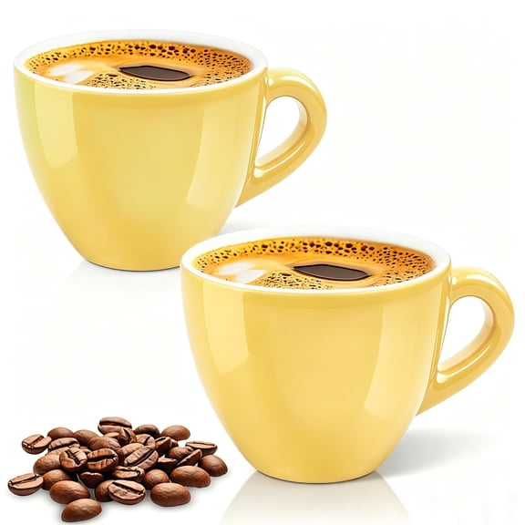Ceramic Espresso Cups Set of 2, 2.5 oz Small Coffee Mugs