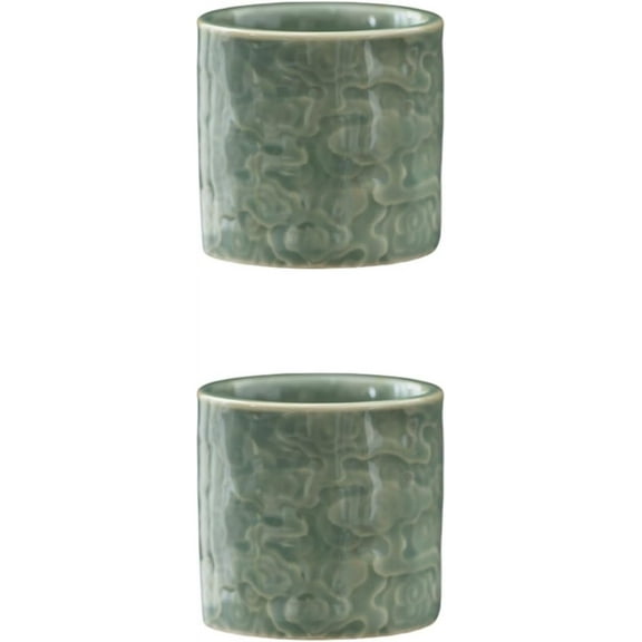 Ceramic Espresso Cups Set of 2 or 4-3oz Demitasse Cups for Coffee & Tea, No Handles, Durable & Dishwasher Safe (green, 2)