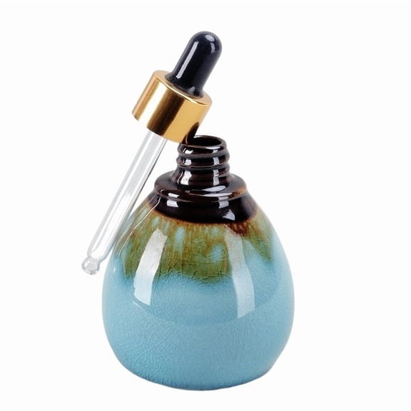 Ceramic Essential Oil Bottle Set - 3 Pieces with Dropper and Dispensing Pot for Aromatherapy and Home Fragrance
