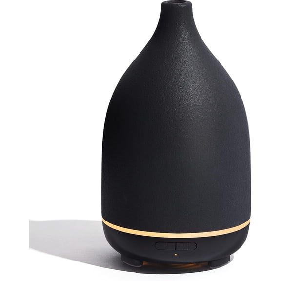 Ceramic Essential Oil Diffuser 150ml Ultrasonic Cool Mist Humidifier with 2 Mist Modes Waterless Auto Off Black Medium