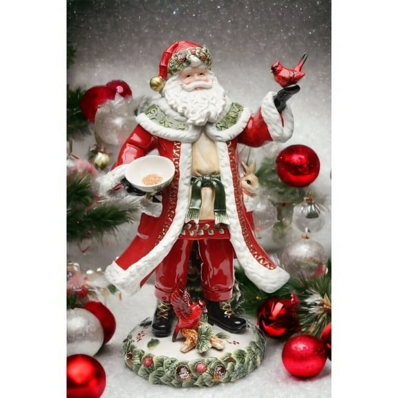 Ceramic Evergreen Holiday Santa Statue 10 7/8" Kitchen and