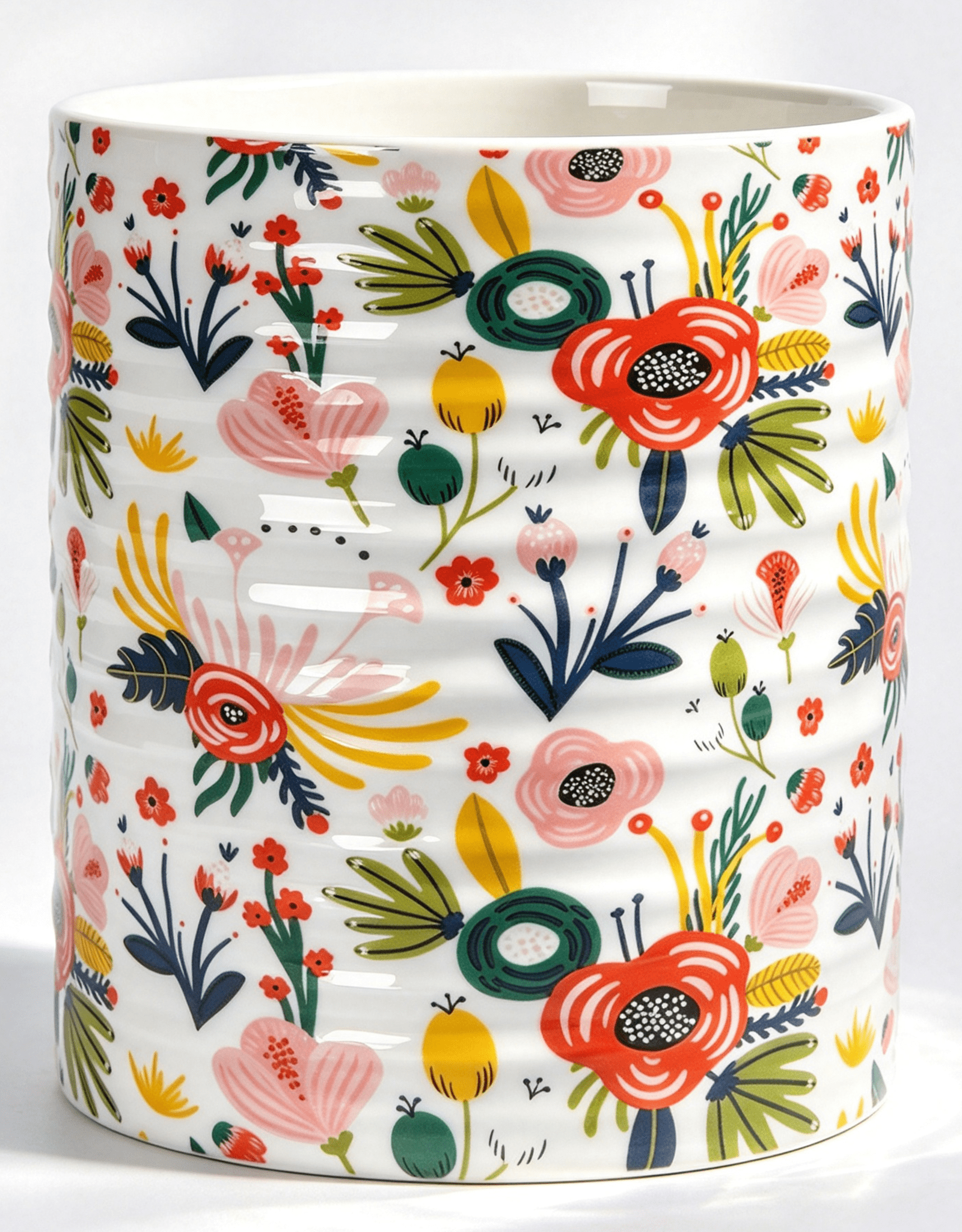 Ceramic Extra Large Kitchen Crock Table Mint Flowers Pattern 7.2 in ...