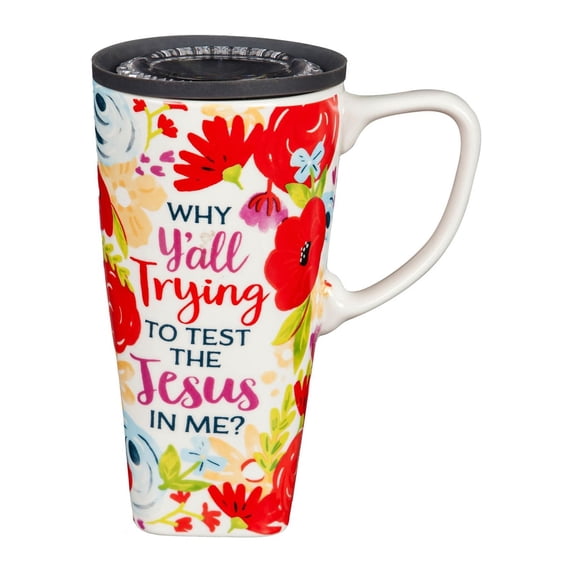 Ceramic FLOMO 360 Travel Cup, 17 oz., Test The Jesus