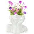 thumbnail image 1 of Ceramic Face Vase, Artistic Head Vase, Women Face Planter, Handmade Flower Vase with Polished Bottom, Human Body Flower Vase Centerpiece for Home Office Table Decoration, 1 of 6