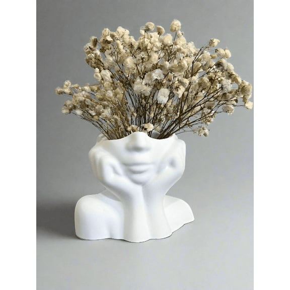Ceramic Face Vase Artistic Head Vase for Decoration Women Face