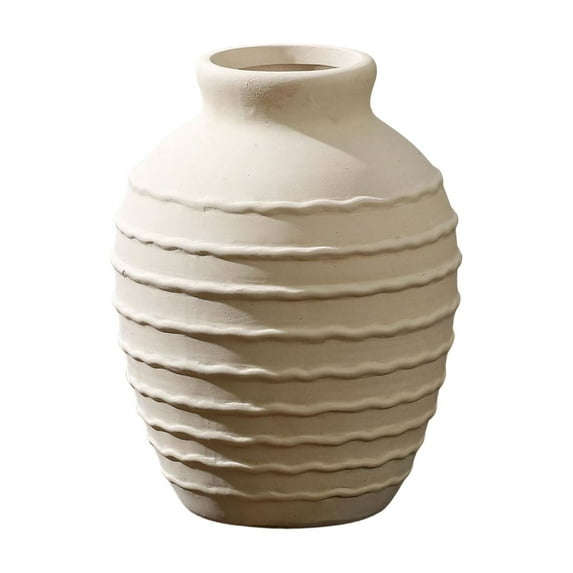 Ceramic Farmhouse Vase Rustic Decor, 6.9 Inch Pottery Decorative Flower Vases, Minimalist Decorative Vases for Home Decor, Table, Living Room, Shelf, Mantel Decoration
