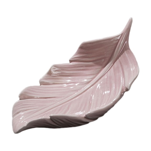 Ceramic Feather Soap Dish, Bathroom Drainer Tray with Non-Slip Base, Decorative Soap Holder for Sink, Elegant Vanity Organizer for Bathroom or Kitchen Counter