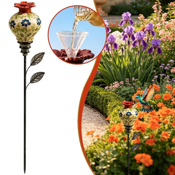 Ceramic Feeder Garden Stake Backyard Feeders for Outdoors and Garden Yard – For Bird Enthusiasts