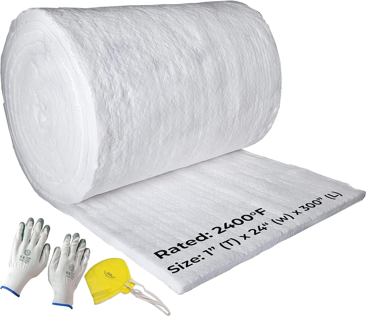 Ceramic Fiber Insulation Blanket, 25' x 24" x 1" (Thick), 2400F (1315C