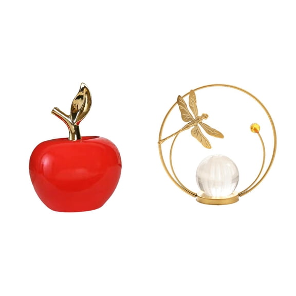 Ceramic Figurine Crystal Ball Sculpture Iron Ornament Unique Creative Design for Living Room Office Bedroom Home Decor