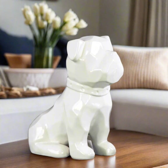 Knox Geometric Bulldog Figurine - White
