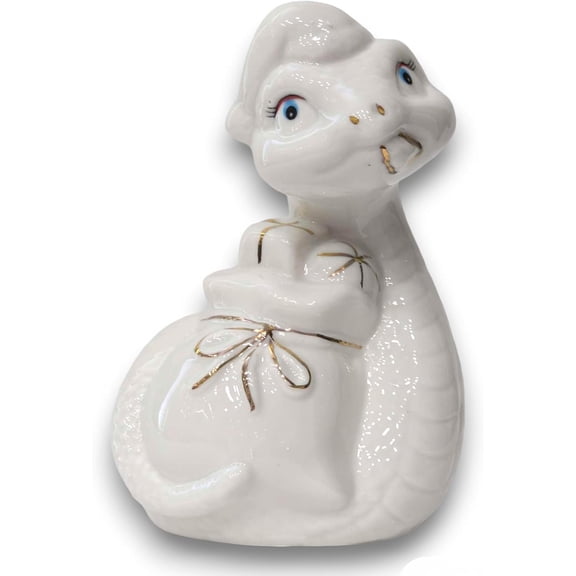 Ceramic Figurine Snake-Piggy Bank 5.5"H Gift for New Year and Christmas Holidays, Symbol of 2025