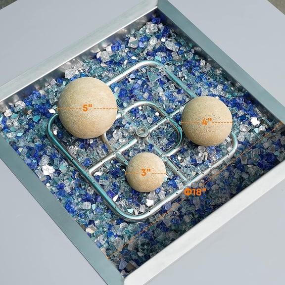 Ceramic Fire Balls - 3" Round Fire Stones for Fire Pit Fire Bowl and Fireplace - Set of 15, Beige