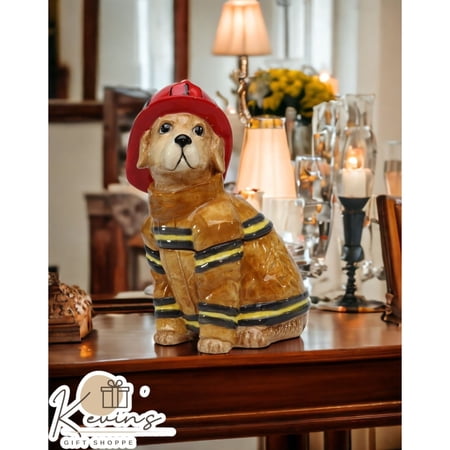 Ceramic Firefighter Dog Candy Jar Home Decor Kitchen Decor ,