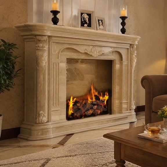 Ceramic Fireplace Logs Set, 9 Pieces, Realistic Wood Look, Suitable for Propane Fireplaces and Fire Pits