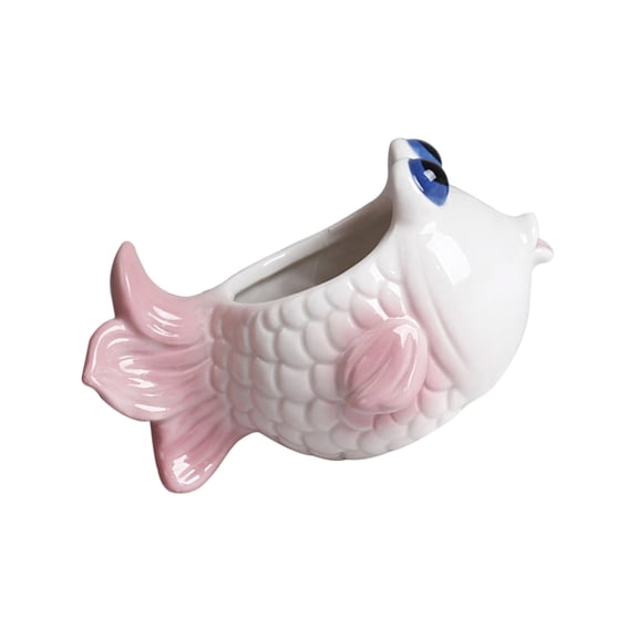 Ceramic Fish Planter, Desktop Cactus Container Indoor Garden Decor Home Accessory