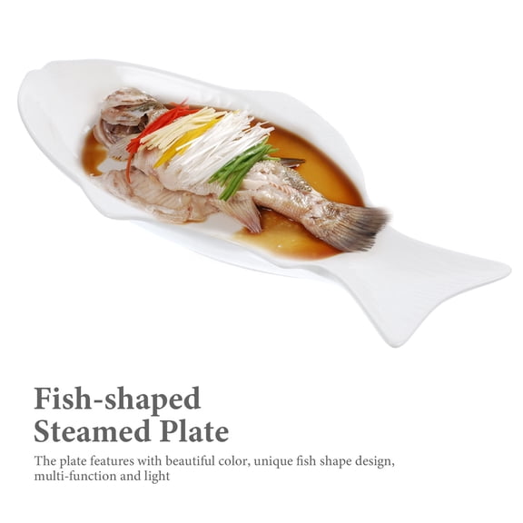Ceramic Fish Serving Platter with Unique Design, Steaming Tray and Dish for Fish Presentation