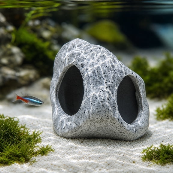 Ceramic Fish Tank Cave Ornament With Natural Rock Look Hiding Shelter For Shrimp And Small Fish Safe Aquarium Decoration