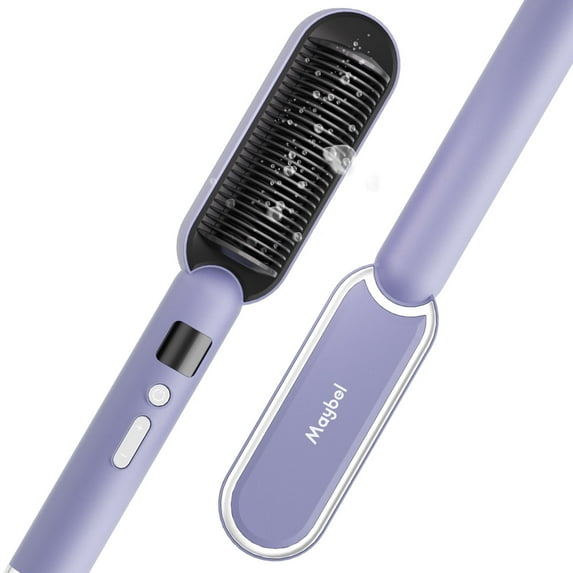 Hair Straightener for Women: MTUYELI 3X Faster 2 in 1 Hair Straightener Comb with Negative Ion & Fast Heating - Hair Tools for Home Travel, Purple