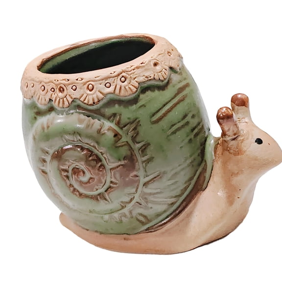 Ceramic Fleshy Plant Container Planter Snail Shape Window Box Cactuses Plant Container for Mom Bedroom Desk Decoration