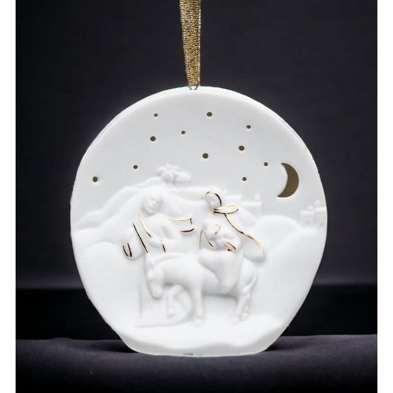 Ceramic Flight Into Egypt Ornament 3 1/8" Religious Gift Baptism