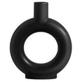 thumbnail image 1 of Ceramic Floral Vase, Modern Donut Vase Minimalism Style for Living Room, Kitchen, Office, Home Decor (Black), 1 of 5