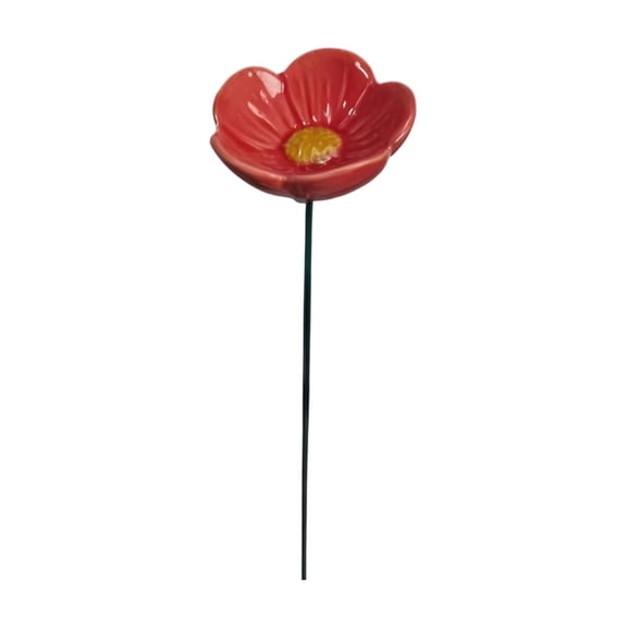 Ceramic Flower Bee Watering Stake, 10.63" Pollinator Drinking Station for Garden & Patio