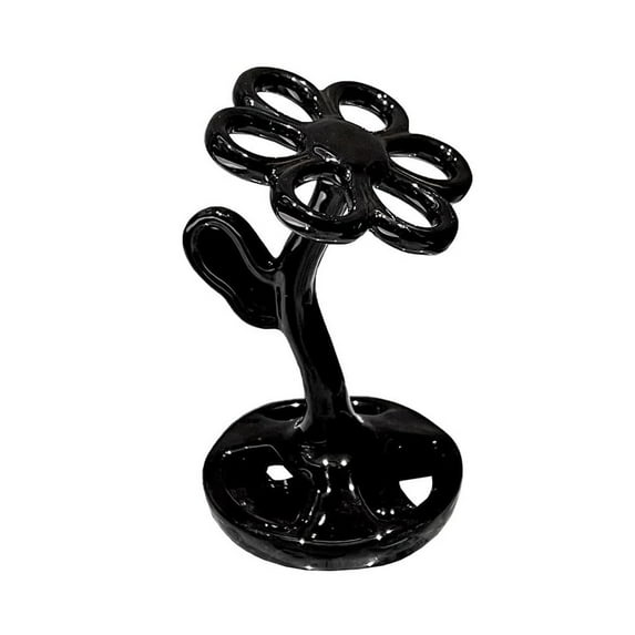 Ceramic Flower Multifunctional Storage Rack | Bathroom & Makeup Organizer | Toothbrush Holder with Base | Space-Saving Design for Small Items