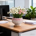 thumbnail image 1 of Ceramic Flower Pot Small Planter, Gradient Petal Succulent Pot Breathable Decorative Plant Container, Modern Mini Pot for Indoor Desk Shelf Office Home Decor, 1 of 7