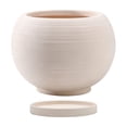 thumbnail image 1 of Ceramic Flower Pot with Tray for Indoor Plants, Matte Spherical Striped Planter with Saucer, Scandinavian Style Pot for Fresh Flowers,&nbsp;Cacti, and Home Decor, 1 of 4