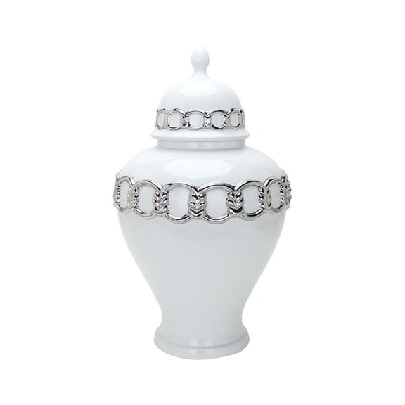 Ceramic Flower Vase, Porcelain Ginger Jar with Lid, Chinese Decoration, Display Organizer Storage Tank Temple Jar for Home, Livingroom Desk 26cmx45cm