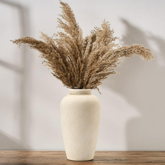 Ceramic Flower Vase, Tall Vase for Centerpieces, Large Decorative Terracotta Vases, Farmhouse Rustic Vases for Home Decor, Living Room, Table, Neutral