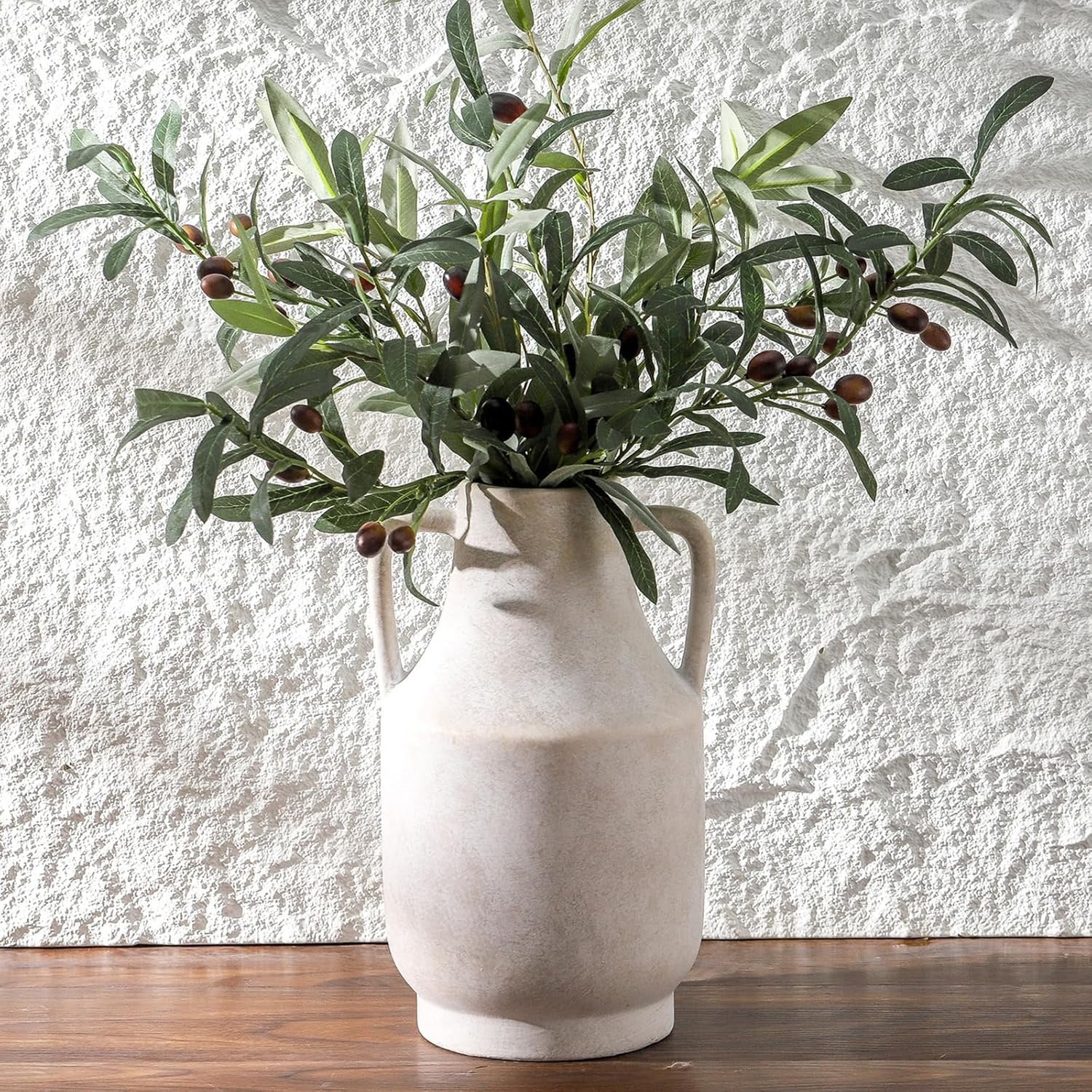Ceramic Flower Vase with Handles, 11 inch Tall Vase, Large Drative ...