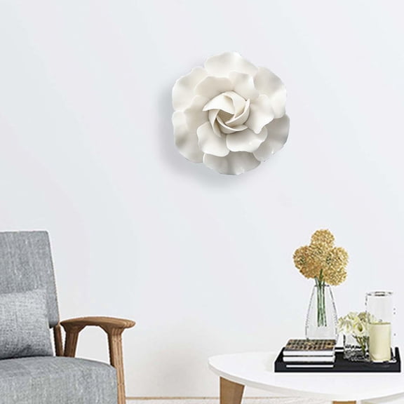Ceramic Flowers Wall Decoration Wall Hanging Art Decor Handmade Ornament for Bedroom Living Room Home Farmhouse Hallway Room Camellia 7cm