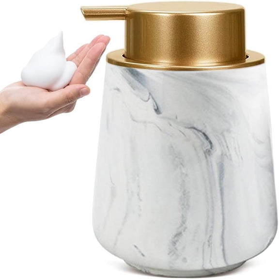 Lgoejeher Ceramic Marble Pattern 13 oz Soap & Lotion Dispensers, 1 Count