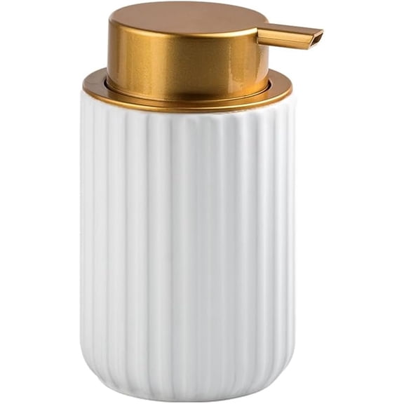 Ceramic Foaming Soap Dispenser, 11.28 oz Bathroom Foam Hand Soap Dispenser, Refillable Lotion Soap Dispenser with Removable Pump for Kitchen Hand Wash Dispenser,(White)