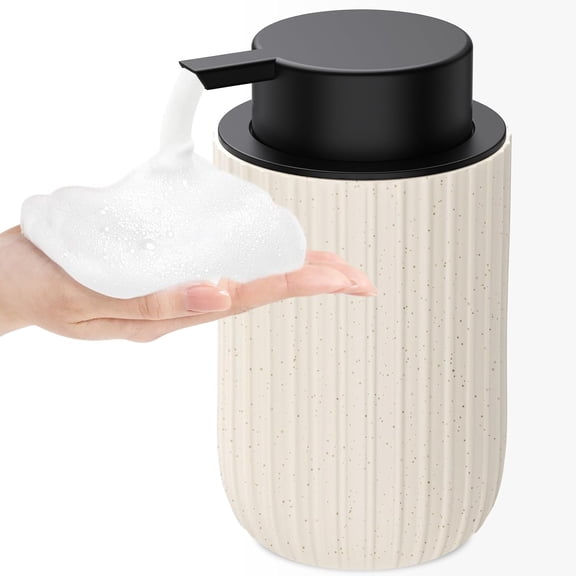 Ceramic Foaming Soap Dispenser, 12 oz Bathroom Foam Hand Soap Dispenser, Refillable Lotion Soap Dispenser with Removable Pump for Kitchen Hand Wash Dispenser, Modern Home Decor (Speckled Beige)