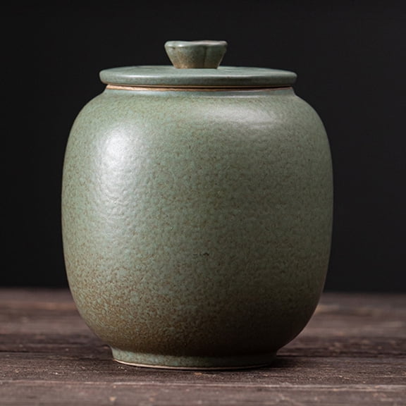 Ceramic Food Storage Container Airtight with Natural Bamboo Lid Tea Can Storage Food Storage Container