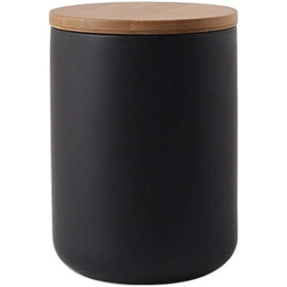 Ceramic Food Storage Containers with Lids, Kitchen Canisters for Countertop, Bla