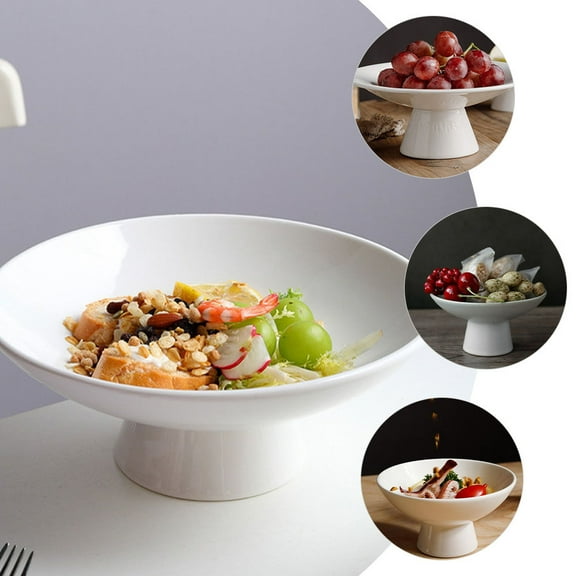 Foxnovo Ceramic Fruit Stand Ceramic Serving Dish White 1Pcs For Family