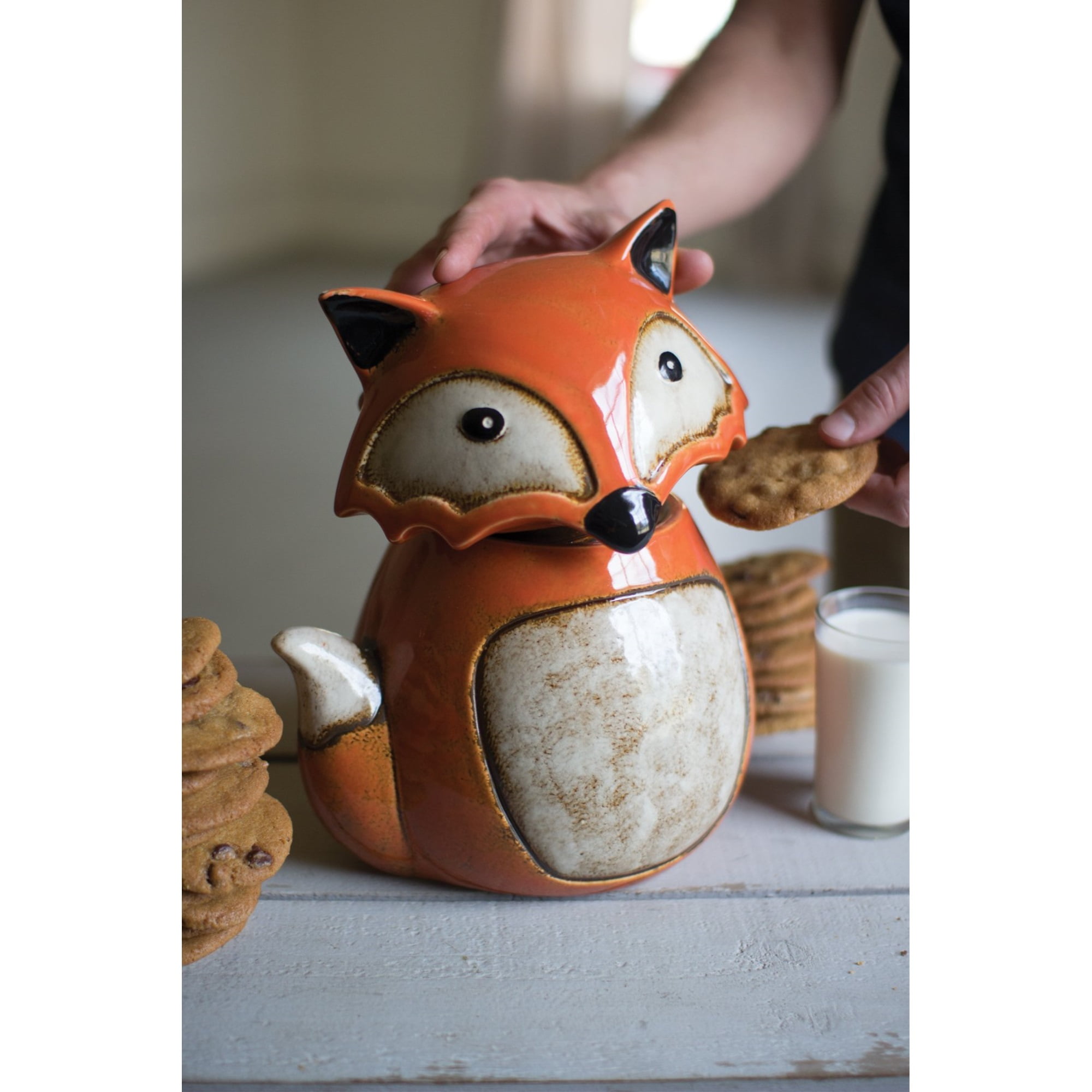 Fox Sculpted Ceramic Large top Canister Cookie Jar